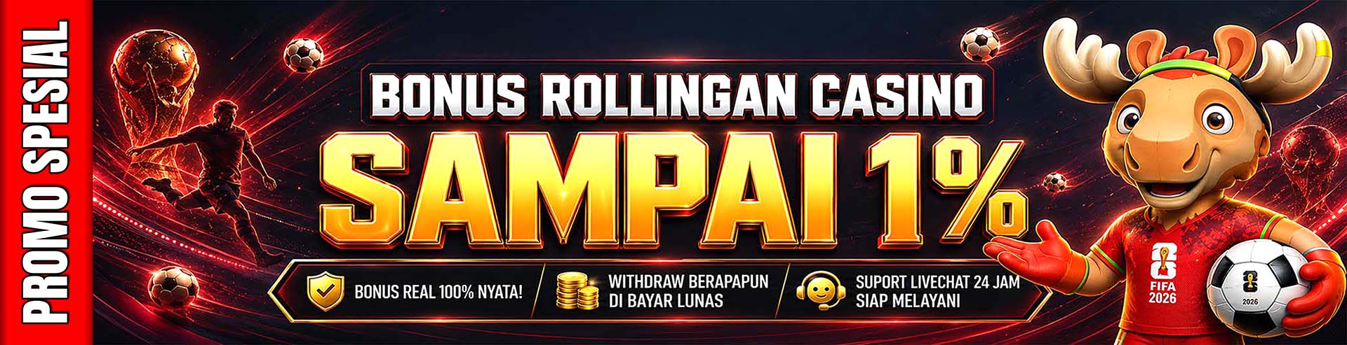 BONUS ROLLINGAN CASINO 1%